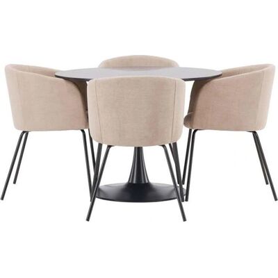 Ebuy24 - Glade 2 - Svart bord - Beige stoler - Dining set Ebuy24 - Glade 2 - Svart bord - Beige stoler - Dining set