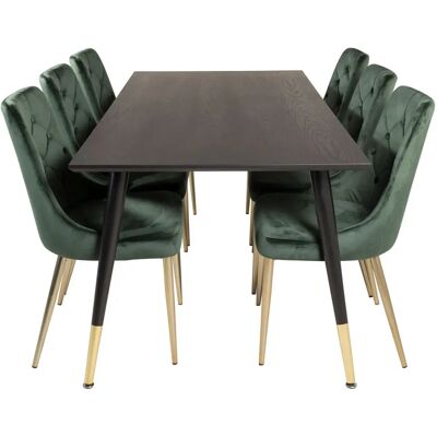 Møbel24 Dipp180x90blbr Schwarzes Grünes Essgruppe - Esstisch, 6 Velvet Stühle Møbel24 Dipp180x90blbr Schwarzes Grünes Essgruppe - Esstisch, 6 Velvet Stühle