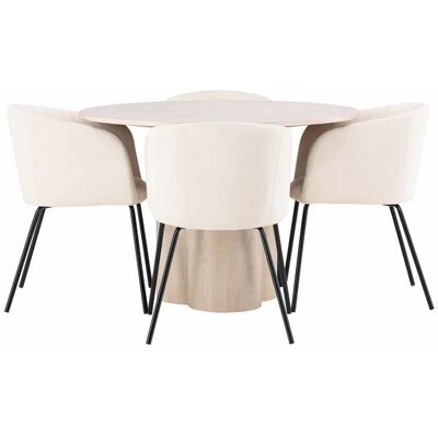 Ebuy24 - Olivia 14 - whitewash bord, beige stoler - Dining set Ebuy24 - Olivia 14 - whitewash bord, beige stoler - Dining set