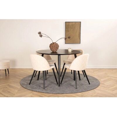 Møbel24 Dippø115blbl - Spisegruppe med svart bord og beige fløyelsstoler Møbel24 Dippø115blbl - Spisegruppe med svart bord og beige fløyelsstoler