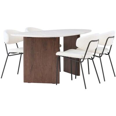 Ebuy24 - Grönvik 6 - Off-white bord - Hvite stoler - Spisegruppe Ebuy24 - Grönvik 6 - Off-white bord - Hvite stoler - Spisegruppe