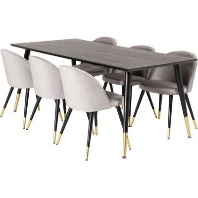 Møbel24 Dipp180x90blbr Spisebord og Stoler Sett - Svart & Lysgrå Møbel24 Dipp180x90blbr Spisebord og Stoler Sett - Svart & Lysgrå