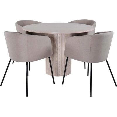 Ebuy24 - Bianca - whitewash table - beige chairs - dining set Ebuy24 - Bianca - whitewash table - beige chairs - dining set