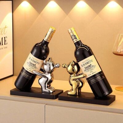 XVX - Bear Bottle Holder - Gold - Resin - Porta botellas de vino XVX - Bear Bottle Holder - Gold - Resin - Porta botellas de vino