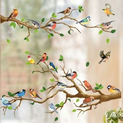 SNQ - WindowBirds - Tree branches - Birds - Window decals SNQ - WindowBirds - Tree branches - Birds - Window decals