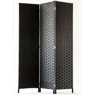 Pegane Paravent - 3 Panneaux en Fibres Synthétiques, Noir - 170x120cm - Publicité Pegane Paravent - 3 Panneaux en Fibres Synthétiques, Noir - 170x120cm - Publicité