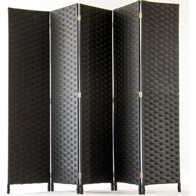 Pegane Paravent 5 panneaux en fibres synthétiques - Noir - H170 x 200cm - Publicité Pegane Paravent 5 panneaux en fibres synthétiques - Noir - H170 x 200cm - Publicité