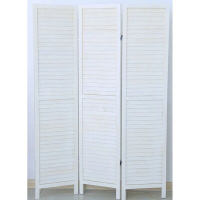 Paravent en bois Pegane - 3 panneaux blancs - 170x120cm - Publicité Paravent en bois Pegane - 3 panneaux blancs - 170x120cm - Publicité