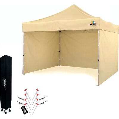 BRIMO - Gazebo 3x3m - Beige - 3 stěny - Gazebo BRIMO - Gazebo 3x3m - Beige - 3 stěny - Gazebo