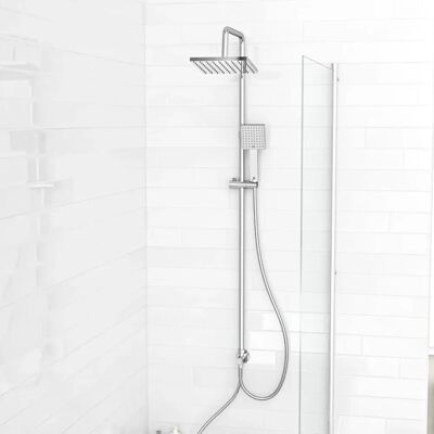 Nes Home - Exposed Square Shower Mixer - Chrome - Shower Kit Nes Home - Exposed Square Shower Mixer - Chrome - Shower Kit