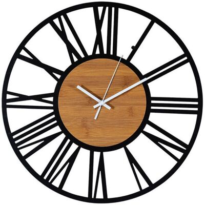 KZQ - Industrial Vintage Black Wood Clock - Negro - Reloj KZQ - Industrial Vintage Black Wood Clock - Negro - Reloj