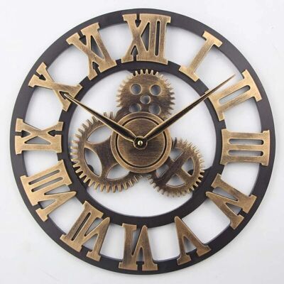 KZQ - Reloj Pared 3D Retro - Bronce - Wall Clock KZQ - Reloj Pared 3D Retro - Bronce - Wall Clock