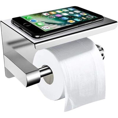 RNEMITERY - Wall-Mounted Toilet Paper Holder with Shelf RNEMITERY - Wall-Mounted Toilet Paper Holder with Shelf