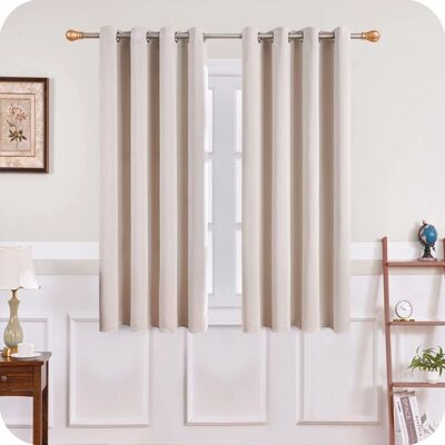 Conjunto de cortinas opacas térmicas beige Flyme - 140x160 cm Conjunto de cortinas opacas térmicas beige Flyme - 140x160 cm