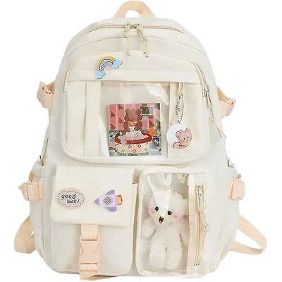 FMYSJ Hvid Kawaii Skulderrygsæk - Stilfuld og Holdbar FMYSJ Hvid Kawaii Skulderrygsæk - Stilfuld og Holdbar
