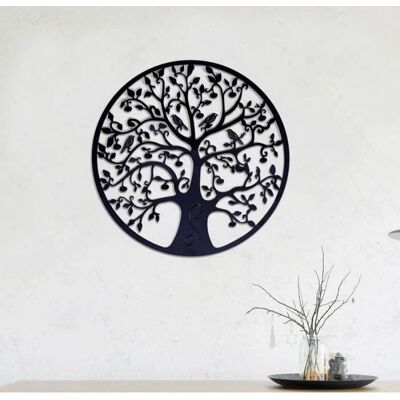 Décoration Murale Arbre de Vie - Métal Noir 60x60cm - Publicité Décoration Murale Arbre de Vie - Métal Noir 60x60cm - Publicité