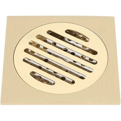SNQ - Square Shower Drain - Gold Brass - 4 x 4 in - Shower Drain SNQ - Square Shower Drain - Gold Brass - 4 x 4 in - Shower Drain