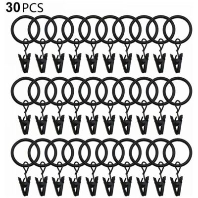 SNQ - SNQ - 25 mm - Black - Curtain rings with clips SNQ - SNQ - 25 mm - Black - Curtain rings with clips