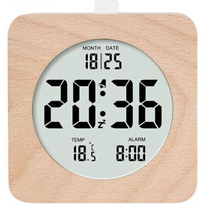 SNQ - SquareWood Digital Clock - Wooden case - Clock SNQ - SquareWood Digital Clock - Wooden case - Clock
