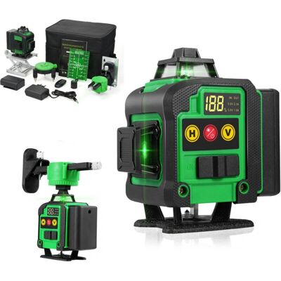 SNQ - Nivel láser 360° x 4 - 4D cross lines - Auto-leveling green - Laser level SNQ - Nivel láser 360° x 4 - 4D cross lines - Auto-leveling green - Laser level