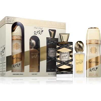 Lattafa Oud Mood - Unisex Geschenkset - Eau de Parfum, Deodorant, Haarspray Lattafa Oud Mood - Unisex Geschenkset - Eau de Parfum, Deodorant, Haarspray