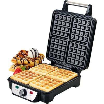 Geepas 1100W Waffle Maker 4 Slice Non-Stick Electric Belgian Waffle Deep Cooking - Waffle Maker Geepas 1100W Waffle Maker 4 Slice Non-Stick Electric Belgian Waffle Deep Cooking - Waffle Maker