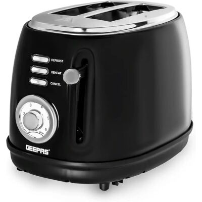 Geepas - 2 Slice Retro - Black - Defrost - Toaster Geepas - 2 Slice Retro - Black - Defrost - Toaster