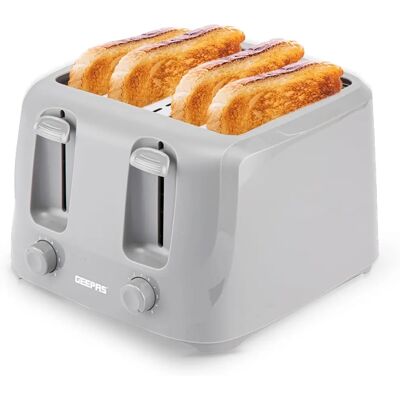 Geepas 4 Slice Bread Toaster - Grey - 4 Slice - 6 Level Browning Control - Toaster Geepas 4 Slice Bread Toaster - Grey - 4 Slice - 6 Level Browning Control - Toaster
