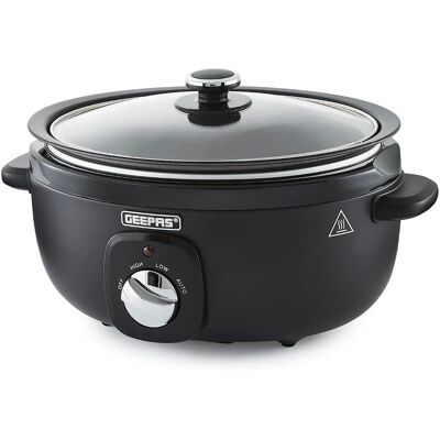 Geepas 3.5L Slow Cooker - 3 Settings - Black Geepas 3.5L Slow Cooker - 3 Settings - Black