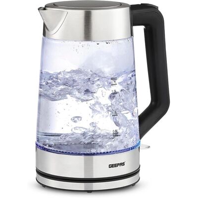 Geepas 1.7L Illuminating Electric Glass Kettle Geepas 1.7L Illuminating Electric Glass Kettle