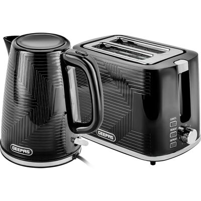 Geepas Pattern - Black - Kettle and Toaster Set Geepas Pattern - Black - Kettle and Toaster Set