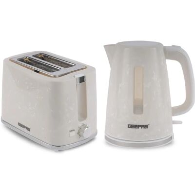 Geepas - 1.7L Kettle and 2 Slice Toaster Set - White - Kitchen Geepas - 1.7L Kettle and 2 Slice Toaster Set - White - Kitchen