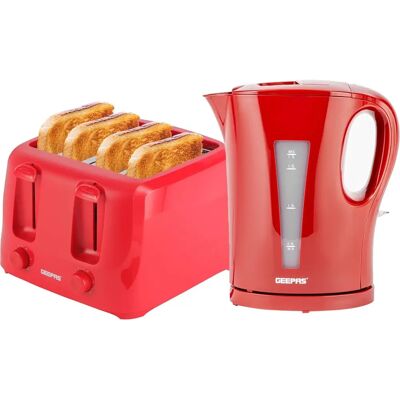 Geepas 1.7L Electric Kettle & 4 Slice Toaster - Kitchen Set Geepas 1.7L Electric Kettle & 4 Slice Toaster - Kitchen Set