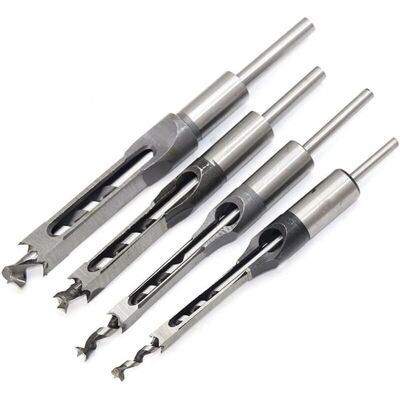 LANGRAY Set di punte per fori quadrati - 4 pezzi - HSS - 1/4"-1/2" - Set utensili LANGRAY Set di punte per fori quadrati - 4 pezzi - HSS - 1/4"-1/2" - Set utensili