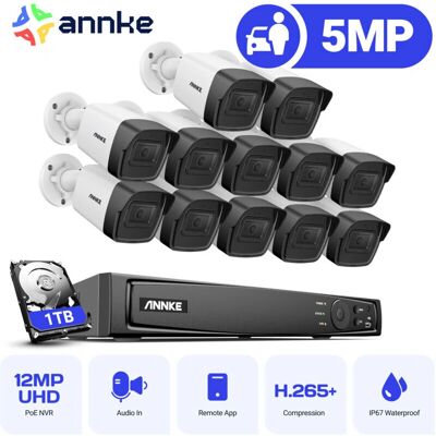 ANNKE - Kit Camara de Vigilancia 5MP ×12 - POE Exteriores - Security Camera System ANNKE - Kit Camara de Vigilancia 5MP ×12 - POE Exteriores - Security Camera System