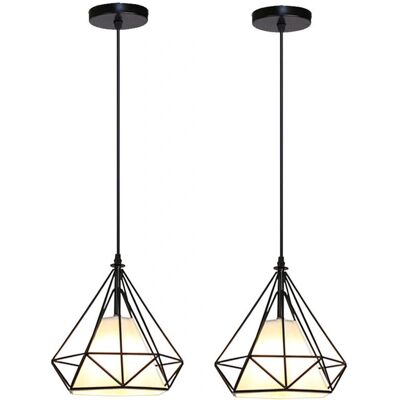 Hanging Diamond Pendant Light - Industrial Style, Black, 20cm Hanging Diamond Pendant Light - Industrial Style, Black, 20cm