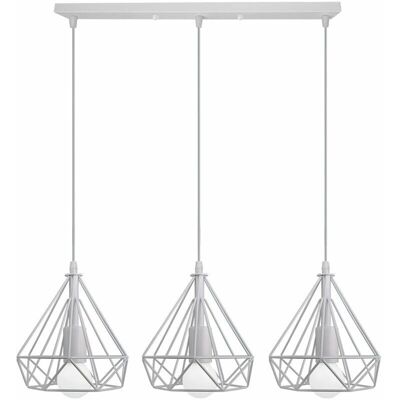Axhup White Geometric Diamond Cage Pendant Light - Industrial Style Axhup White Geometric Diamond Cage Pendant Light - Industrial Style