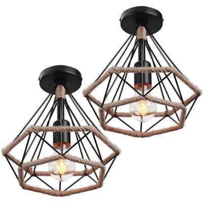 AXHUP - Lampada a Sospensione Vintage in Corda di Canapa - Ø25cm - Stile Industriale AXHUP - Lampada a Sospensione Vintage in Corda di Canapa - Ø25cm - Stile Industriale