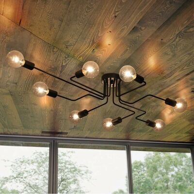 AXHUP Vintage Industrial Ceiling Light - E27 8-Lamp Fixture AXHUP Vintage Industrial Ceiling Light - E27 8-Lamp Fixture