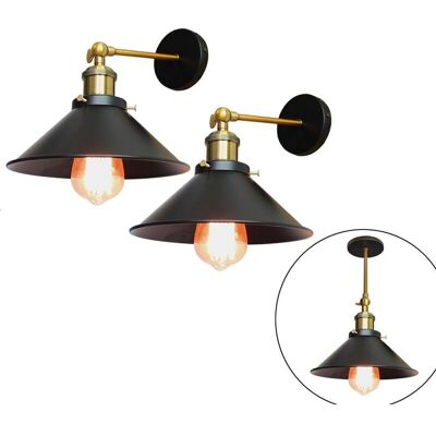 Luce da Parete Vintage Industriale - 2 Pezzi - E27 Luce da Parete Vintage Industriale - 2 Pezzi - E27