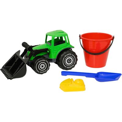 Set di sabbia con trattore Plasto - Veicolo giocattolo - 4 pezzi Set di sabbia con trattore Plasto - Veicolo giocattolo - 4 pezzi
