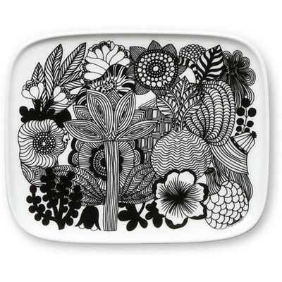 Marimekko Oiva/Siirtolapuutarha Tallrik - Blommigt, Vit, Svart, 15x12cm Marimekko Oiva/Siirtolapuutarha Tallrik - Blommigt, Vit, Svart, 15x12cm