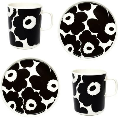 Marimekko Unikko Servise - Svart/Hvit - 4 Deler Marimekko Unikko Servise - Svart/Hvit - 4 Deler