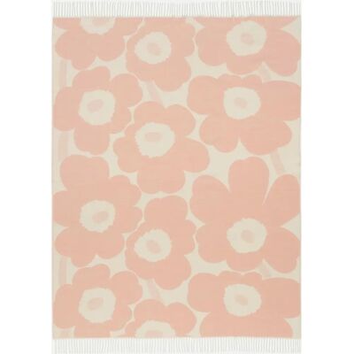 Marimekko - Roosa Unikko Villan ja Puuvillan Jacquard Peite - 130x180cm Marimekko - Roosa Unikko Villan ja Puuvillan Jacquard Peite - 130x180cm