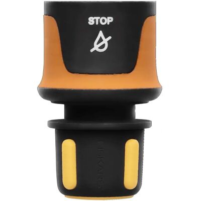 Connecteur de tuyau Fiskars 1027078 - Stop Confort 9mm (3/8") - Publicité Connecteur de tuyau Fiskars 1027078 - Stop Confort 9mm (3/8") - Publicité
