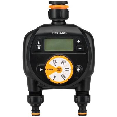 Temporizador de Riego Fiskars - Digital, 2 Salidas, Negro Temporizador de Riego Fiskars - Digital, 2 Salidas, Negro