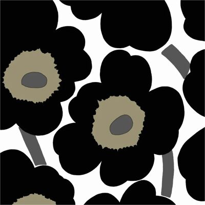 Marimekko - Unikko - Svart-Hvitt - 33cm - Servietter Marimekko - Unikko - Svart-Hvitt - 33cm - Servietter