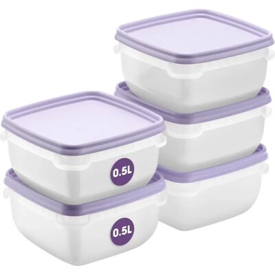 SmartStore Diepvriesbak 5 stuks x 0,5 L Lavendel - Voedselopslagcontainers SmartStore Diepvriesbak 5 stuks x 0,5 L Lavendel - Voedselopslagcontainers