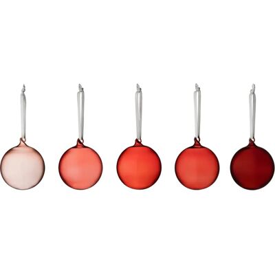 Iittala Oiva Toikka Punaiset Lasipallot Joulukoristeet 5 kpl Iittala Oiva Toikka Punaiset Lasipallot Joulukoristeet 5 kpl