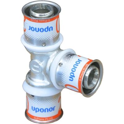 Uponor MLC pres T-stykke 16-16-16mm - til gulvvarme, varmt vand & radiatorsystemer Uponor MLC pres T-stykke 16-16-16mm - til gulvvarme, varmt vand & radiatorsystemer